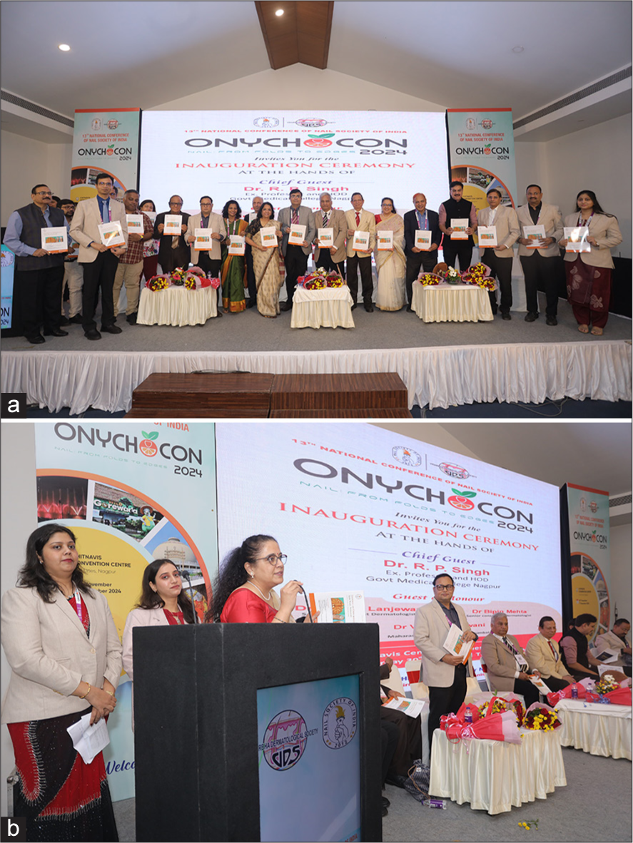 (a and b) Launch of the Journal of Onychology and Nail Surgery.