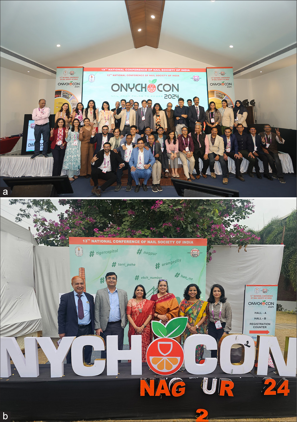 (a) The organising committee of ONYCHOCON-2024. (b) Team Nail Society of India.